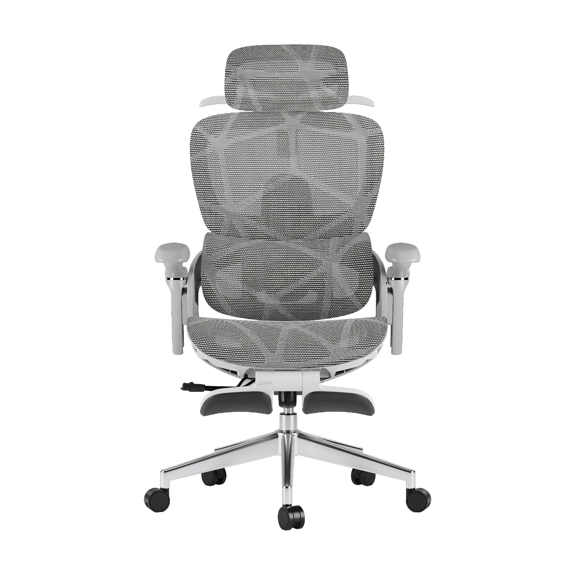 Aerlume Sylph Ergochair – white frame ergonomic office chair with grey mesh backrest, available in Australia