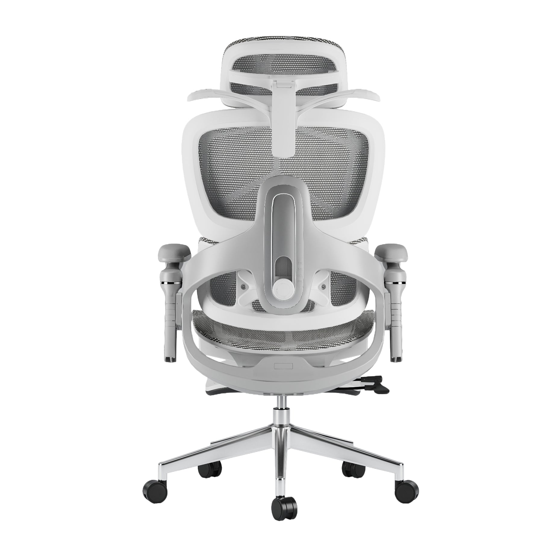 Aerlume Sylph Ergochair – white frame ergonomic office chair with grey mesh backrest, available in Australia