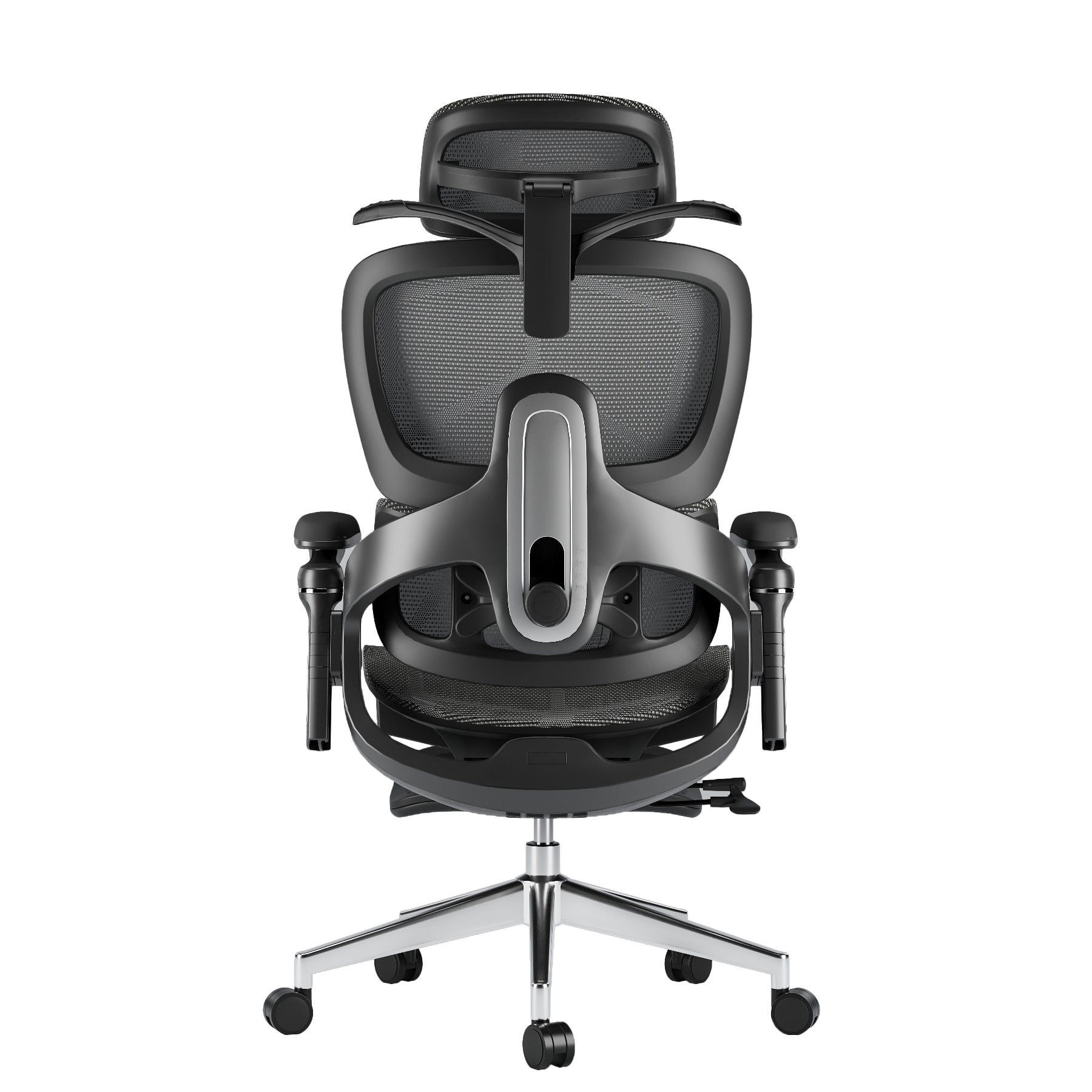 Black frame ergonomic chair with grey mesh – stylish and supportive desk seating by Aerlume, Australia only