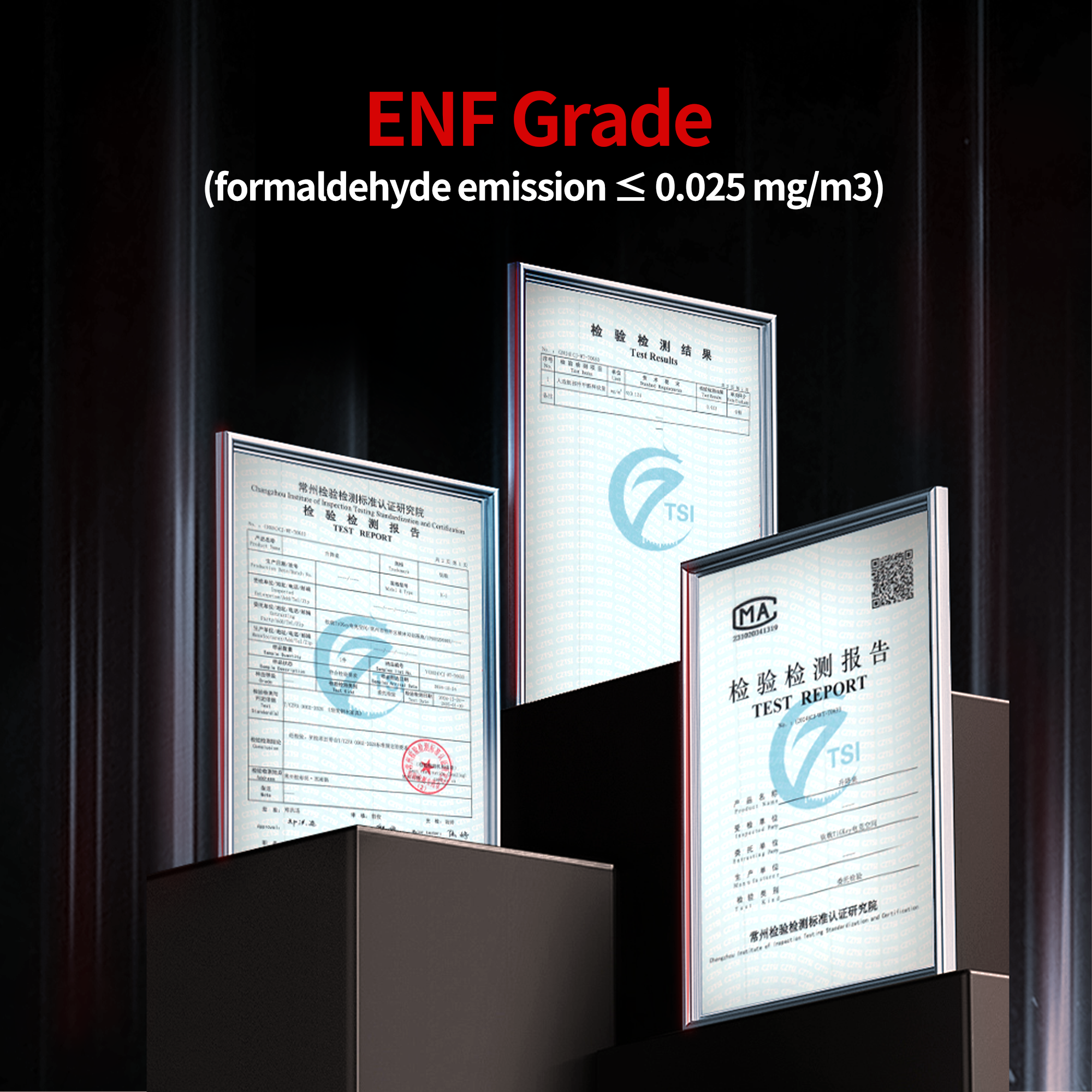 ENF Grade formaldehyde emission test reports for White K1 Electric Standing Desk.