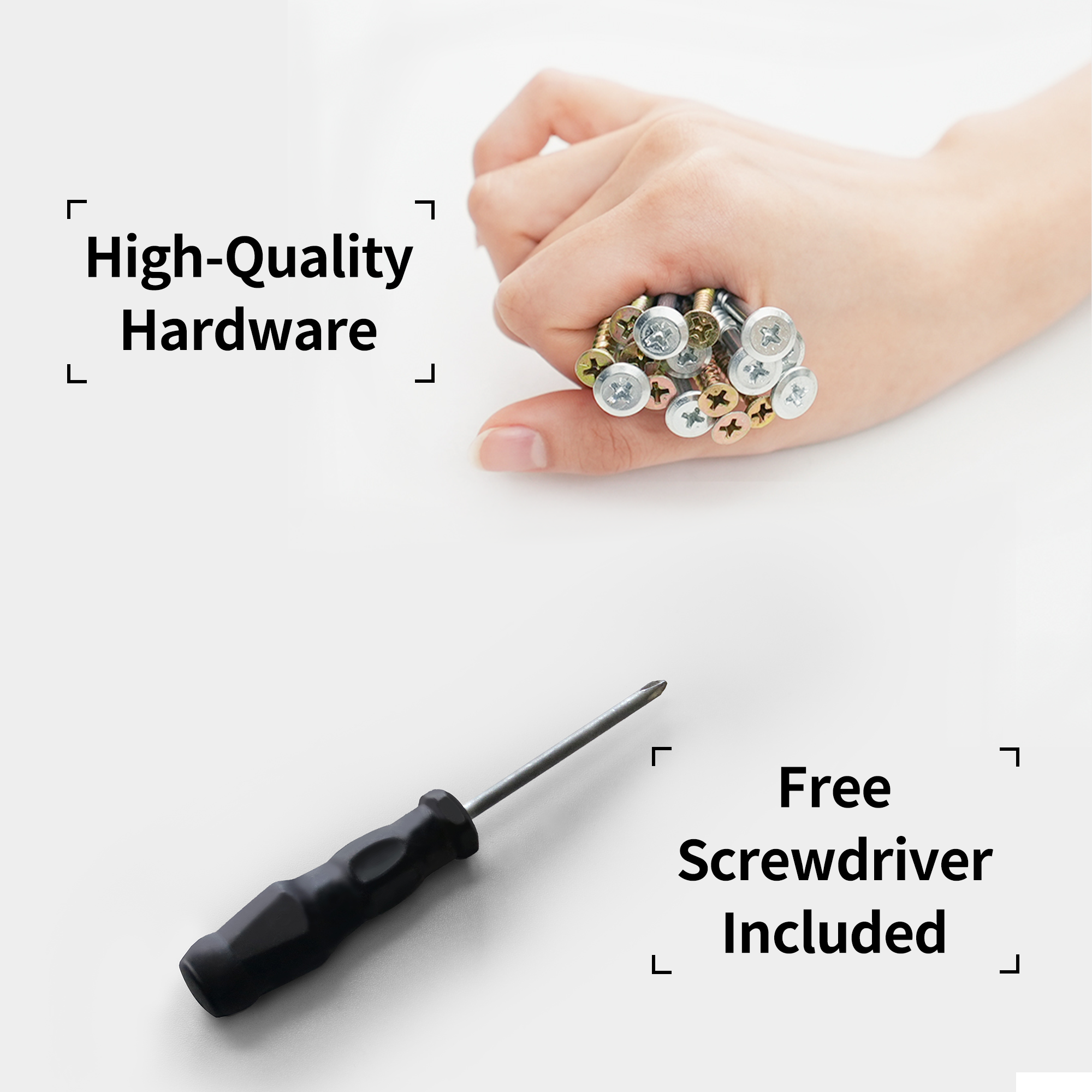 High-quality hardware screws and included screwdriver for assembling the gaming desk.